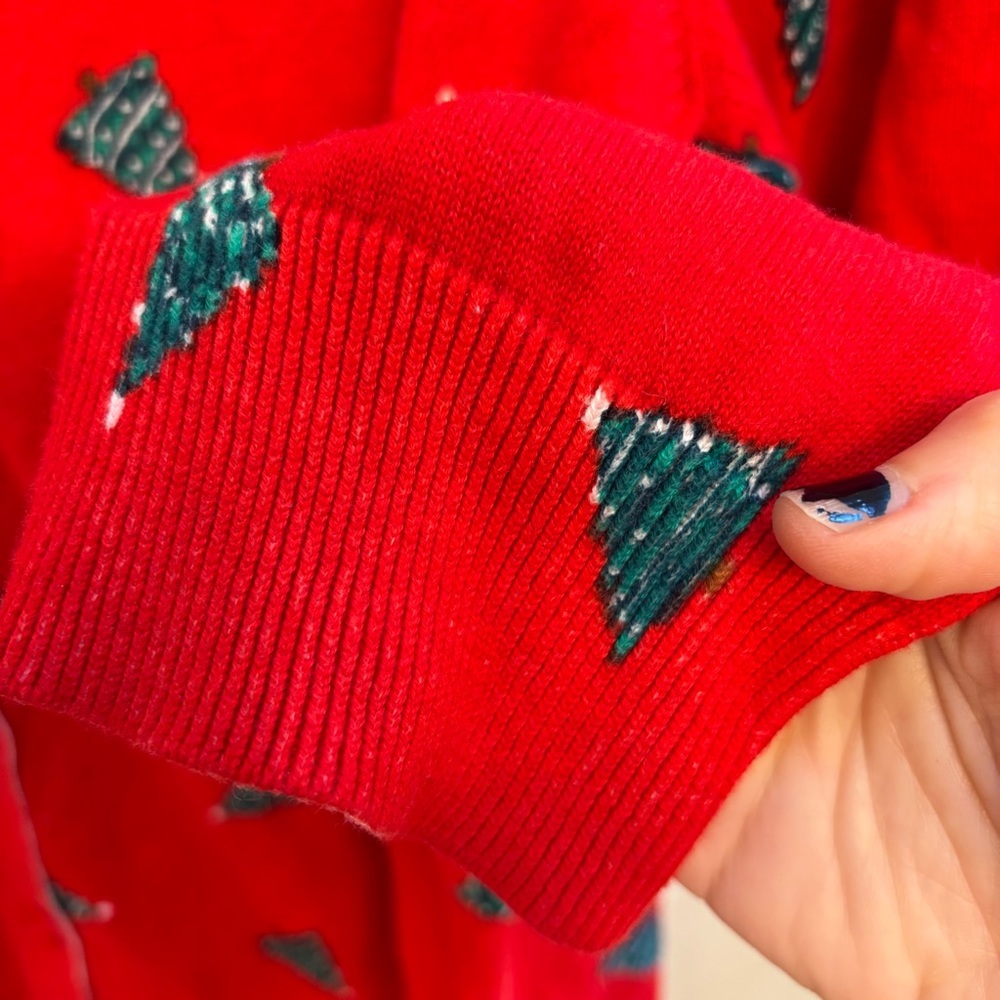 Woman Within Christmas Tree Cardigan Artsy Teacher Office Church Grannycore Knit - Picture 7 of 13